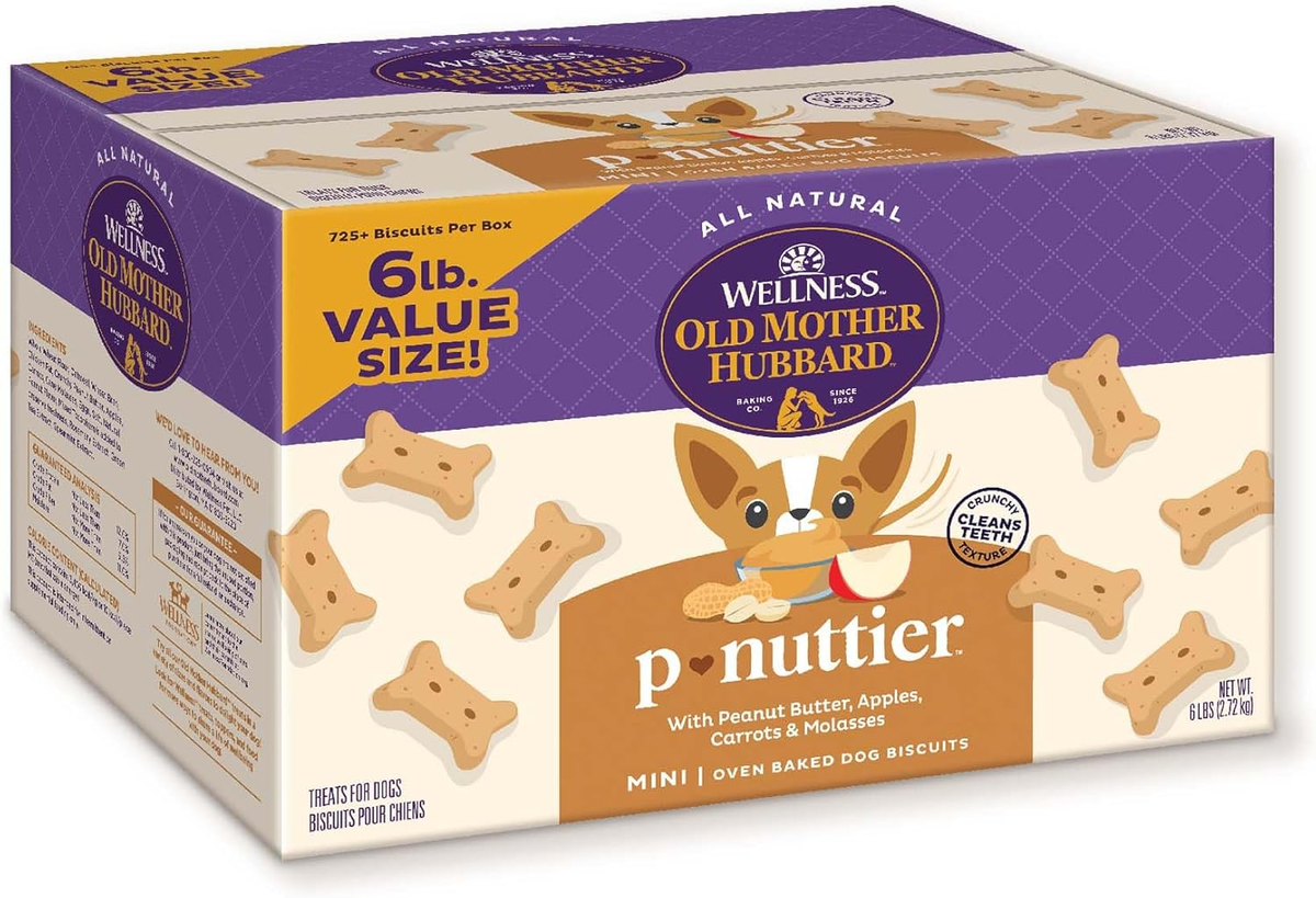 Wellness Old Mother Hubbard P-Nuttier Dog Biscuits, Natural, Training Treats, Peanut Butter Flavor, Mini Size