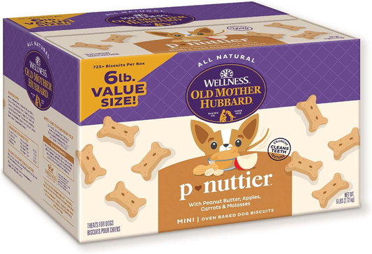 Wellness Old Mother Hubbard P-Nuttier Dog Biscuits, Natural, Training Treats, Peanut Butter Flavor, Mini Size