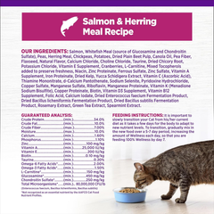 Wellness Complete Health Adult Dry Cat Food for Indoor Cats, Grain Free, Natural, Salmon and Herring Meal
