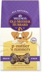 Wellness Old Mother Hubbard P-Nuttier 'N Nanners Dog Biscuits, Natural, Training Treats, Peanut Butter & Banana Flavor, Mini Size
