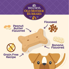 Wellness Old Mother Hubbard P-Nuttier 'N Nanners Dog Biscuits, Natural, Training Treats, Peanut Butter & Banana Flavor, Mini Size