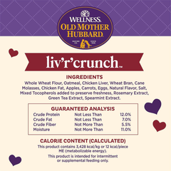 Wellness Old Mother Hubbard Liv'R'Crunch Dog Biscuits, Natural, Training Treats, Chicken Liver, Oats, Apples, Carrots, & Eggs Flavor, Mini Size