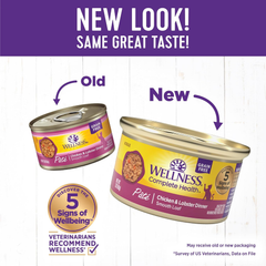 Wellness Complete Health Pate Adult Wet Cat Food, Natural, Protein-Rich, Grain Free (Chicken & Lobster)