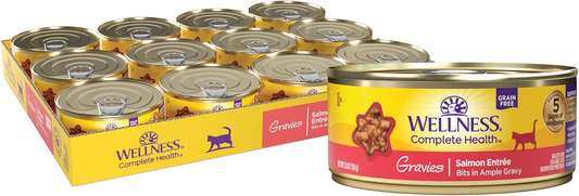 Wellness Complete Health Gravy Adult Wet Cat Food, Natural, Protein-Rich, Grain Free (Salmon Entree)