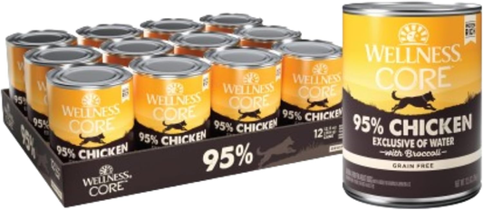 Wellness CORE 95% Natural Wet Grain Free Canned Dog Food, Chicken & Broccoli
