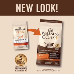Wellness CORE+ Adult Dry Cat Food for Indoor and Outdoor Cats, Wholesome Grains, Natural, Digestive Health Chicken & Rice