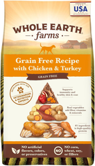 Whole Earth Farms Natural Grain Free Dry Kibble, Wholesome and Healthy Dog Food, Chicken and Turkey Recipe