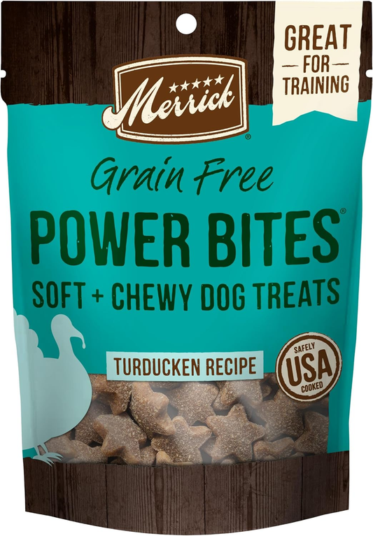 Merrick Power Bites Natural Soft And Chewy Real Meat Dog Treats, Grain Free Snack, Real Turducken Recipe