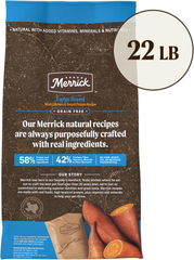 Merrick Grain Free Premium Large Breed Dry Dog Food, Wholesome and Natural Kibble, Chicken and Sweet Potato