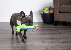goDog Bubble Plush Skinny Dragons Squeaky Plush Dog Toy, Chew Guard Technology - Green