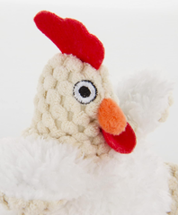 goDog Checkers Just For Me Fat Rooster Squeaky Plush Dog Toy, Chew Guard Technology - White