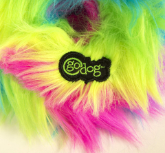 goDog Furballz Ring Squeaky Plush Dog Toy, Chew Guard Technology - Rainbow