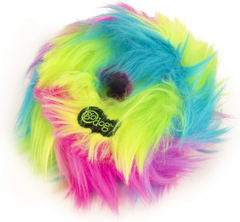 goDog Furballz Ring Squeaky Plush Dog Toy, Chew Guard Technology - Rainbow