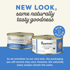 Applaws Natural Wet Cat Food in Broth, Limited Ingredient Canned Wet Cat Food, No Additives, Made with Natural Ingredients, Tuna Fillet & Crab in Broth
