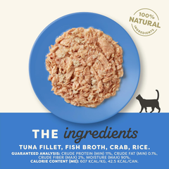 Applaws Natural Wet Cat Food in Broth, Limited Ingredient Canned Wet Cat Food, No Additives, Made with Natural Ingredients, Tuna Fillet & Crab in Broth