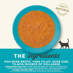 Applaws Natural Bone Broth Wet Cat Food Topper, Limited Ingredient Bone Broth for Cats, Real Protein Wet Food Topper for Cats, Tuna Fillet Bone Broth Topper