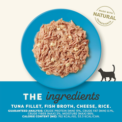 Applaws Wet Cat Food, Limited Ingredient Canned Wet Cat Food, Tuna Fillet with Cheese in Broth