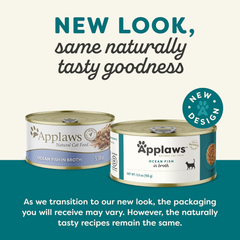 Applaws Natural Wet Cat Food, 24 Count, Limited Ingredient Canned Wet Cat Food, Ocean Fish in Broth