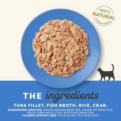 Applaws Natural Wet Cat Food in Broth, Limited Ingredient Cat Food Cups, Grain-Free Cat Food Pots, No Artificials, 100% Natural Ingredient Cat Food, Tuna Fillet & Crab in Broth