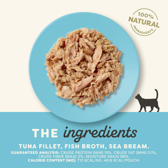 Applaws Natural Wet Cat Food in Broth, Limited Ingredient Wet Cat Food Pouches, No Additives, Made with Natural Ingredients, Tuna Seabream in Broth