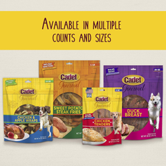 Cadet Gourmet Chicken & Apple Wrapped Dog Treats Wraps - Healthy & Natural Chicken & Apple Dog Training Treats for Small & Large Dogs - Inspected & Tested in USA