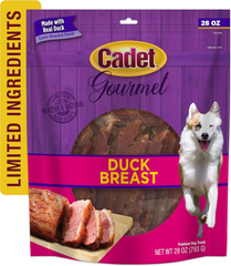 Cadet Gourmet Duck Breast Jerky Dog Treats, Healthy, Long-Lasting High-Protein Training Treats for Small & Large Dogs