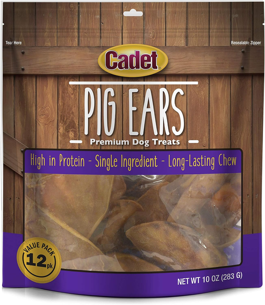 Cadet Natural Pig Ears for Dogs, Long Lasting & Natural Chew Treats for Dogs