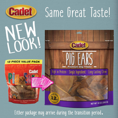 Cadet Natural Pig Ears for Dogs, Long Lasting & Natural Chew Treats for Dogs