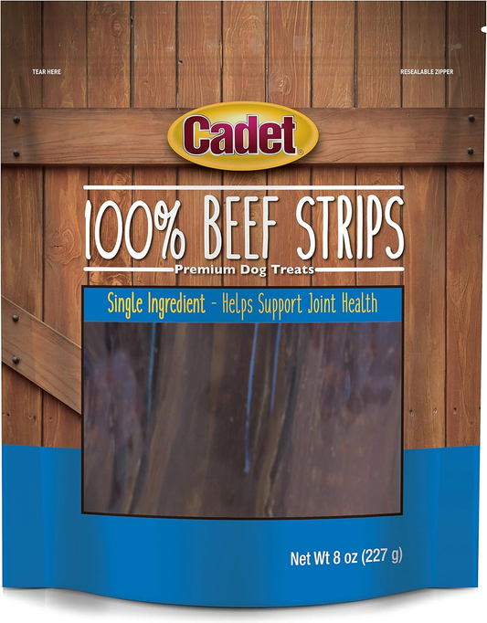 Cadet 100% Beef Strips Dog Chew Sticks, Long-Lasting Single-Ingredient Natural Treats, High-Protein, Perfect for Small & Large Breeds
