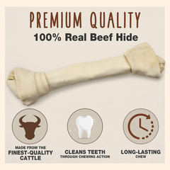 Cadet Premium Grade Beef Hide for Dogs, Long-Lasting Rawhide Knotted Bones Single-Ingredient Dog Chews, 13-Inch