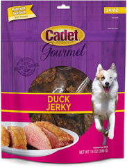 Cadet Gourmet Duck Breast Jerky Dog Treats, Healthy, Long-Lasting High-Protein Training Treats for Small & Large Dogs