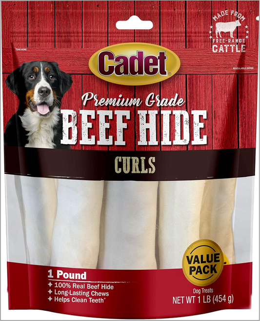 Cadet Premium Grade Beef Hide, Long-Lasting Rawhide Rolls, Single-Ingredient Dog Chews for Small Breeds