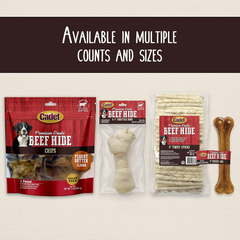 Cadet Premium Grade Beef Hide for Dogs, Long Lasting Rawhide Retriever Rolls, Single Ingredient Dog Chews, Peanut Butter Flavor, 10 Inch