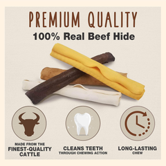 Cadet Premium Grade Beef Hide for Dogs, Long Lasting Rawhide Retriever Rolls, Single Ingredient Dog Chews, Variety Flavor, 10 Inch