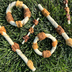 Cadet Gourmet Shish Kabob Dog Chews for Large Dogs, Rawhide Treats with Chicken and Sweet Potato, Healthy & Natural Beef Hide, 10-Inch Sticks