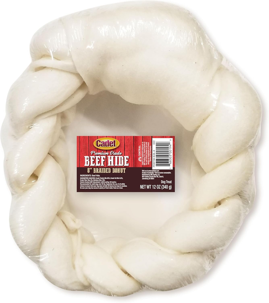 Cadet Premium Grade Beef Hide for Dogs, Long Lasting Rawhide Donut Bone, Single Ingredient Dog Chews