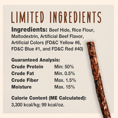 Cadet Premium Grade Beef Hide for Dogs, Long-Lasting Munchy Chew Sticks, Single-Ingredient Rawhide Dog Chews, 5-Inch