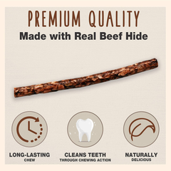 Cadet Premium Grade Beef Hide for Dogs, Long-Lasting Munchy Chew Sticks, Single-Ingredient Rawhide Dog Chews, 5-Inch