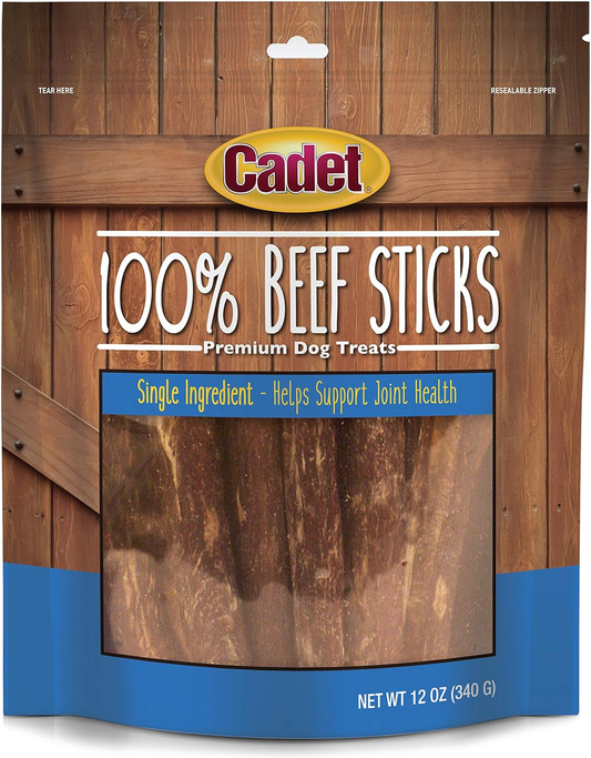 Cadet 100% Beef Strips Dog Chew Sticks, Long-Lasting Single-Ingredient Natural Treats, High-Protein, Perfect for Small & Large Breeds