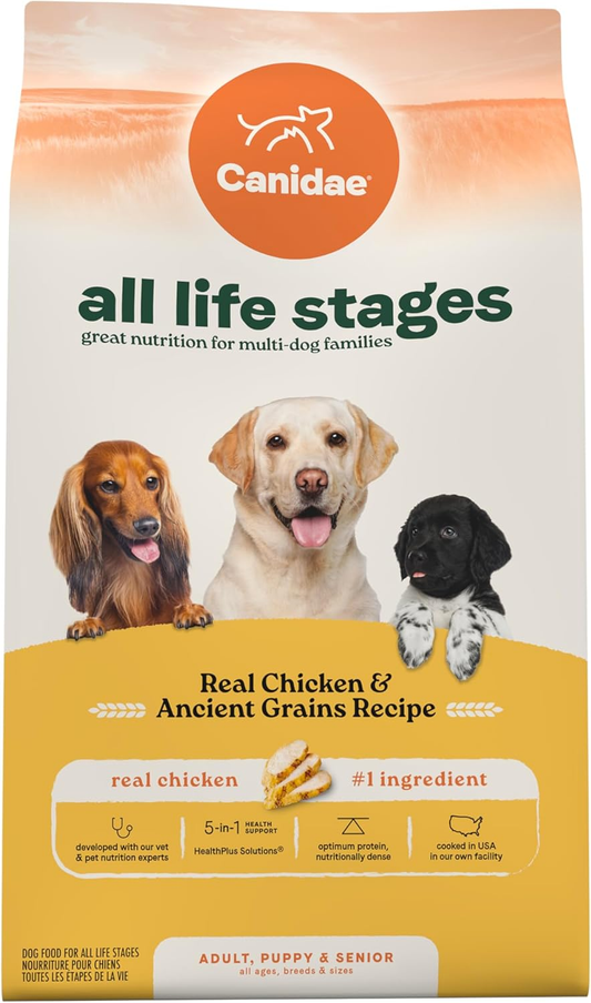 Canidae All Life Stages Real Chicken & Ancient Grains Recipe – High Protein Premium Dry Dog Food for All Ages, Breeds, and Sizes