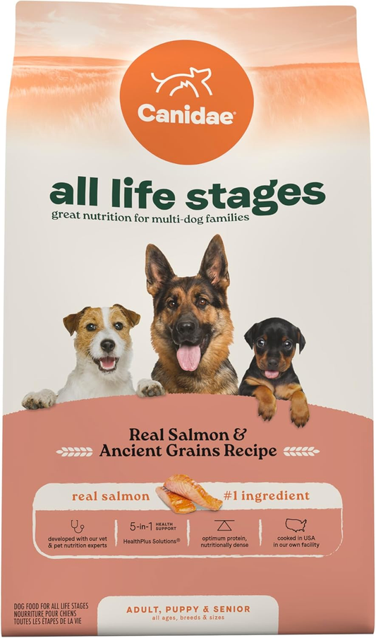 Canidae All Life Stages Real Salmon & Ancient Grains Recipe – High Protein Premium Dry Dog Food for All Ages, Breeds, and Sizes