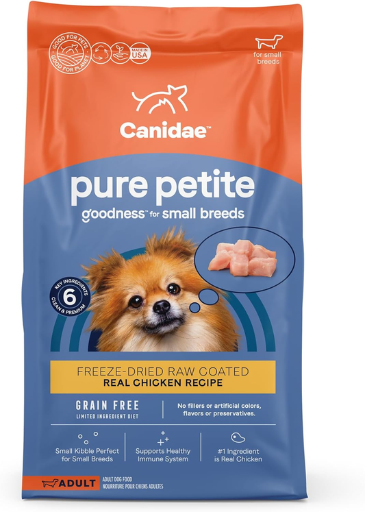 CANIDAE PURE Petite Freeze-Dried raw coated Recipe with Real Chicken Dog Dry