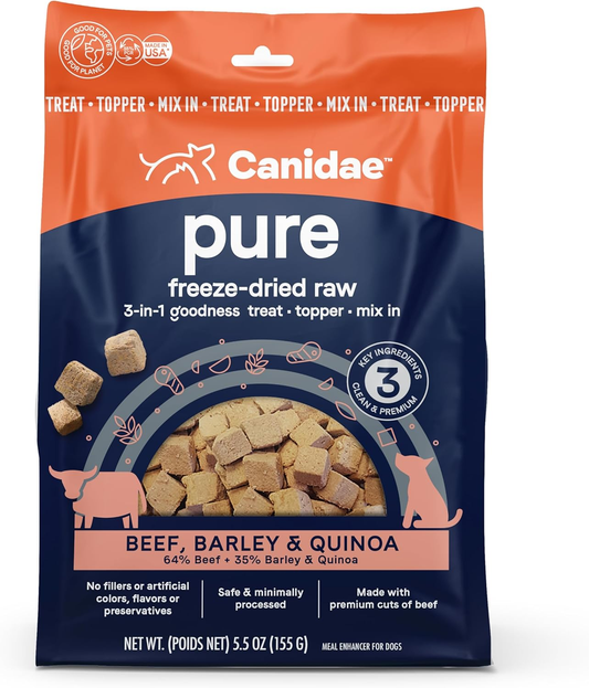 Canidae Pure 3-in-1 Goodness Premium Freeze-Dried Raw Dog Food with Beef, Barley & Quinoa