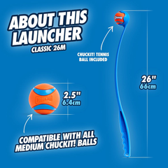 Chuckit! Dog Ball Launcher - Classic 26", Dog Fetch Ball Thrower, For Dogs 20-60 Pounds, Made in USA