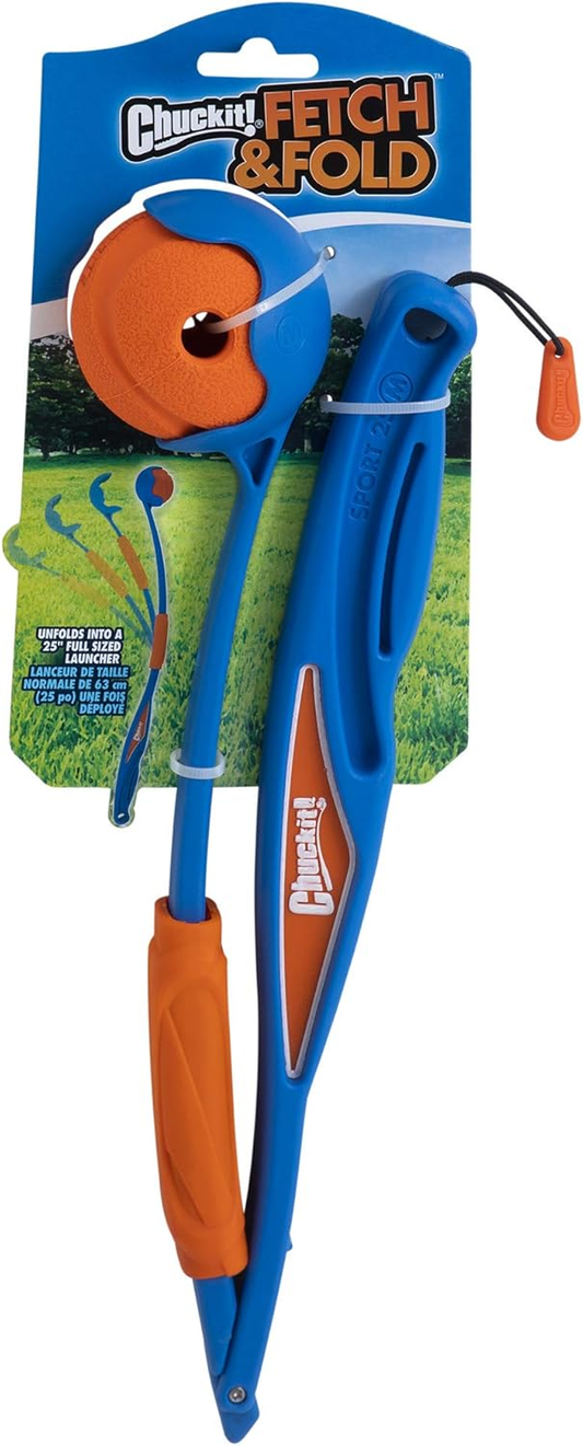 Chuckit! Fetch & Fold 25M Dog Ball Launcher, 25" Length, For Dogs 20-60 Pounds