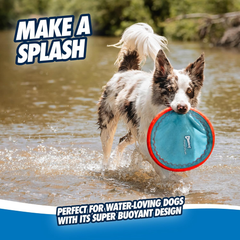 Chuckit! Paraflight Flying Disc Dog Toy - Water Floating Flyer - Durable Nylon Construction with Soft Rubber Edges - For Medium and Large Dogs
