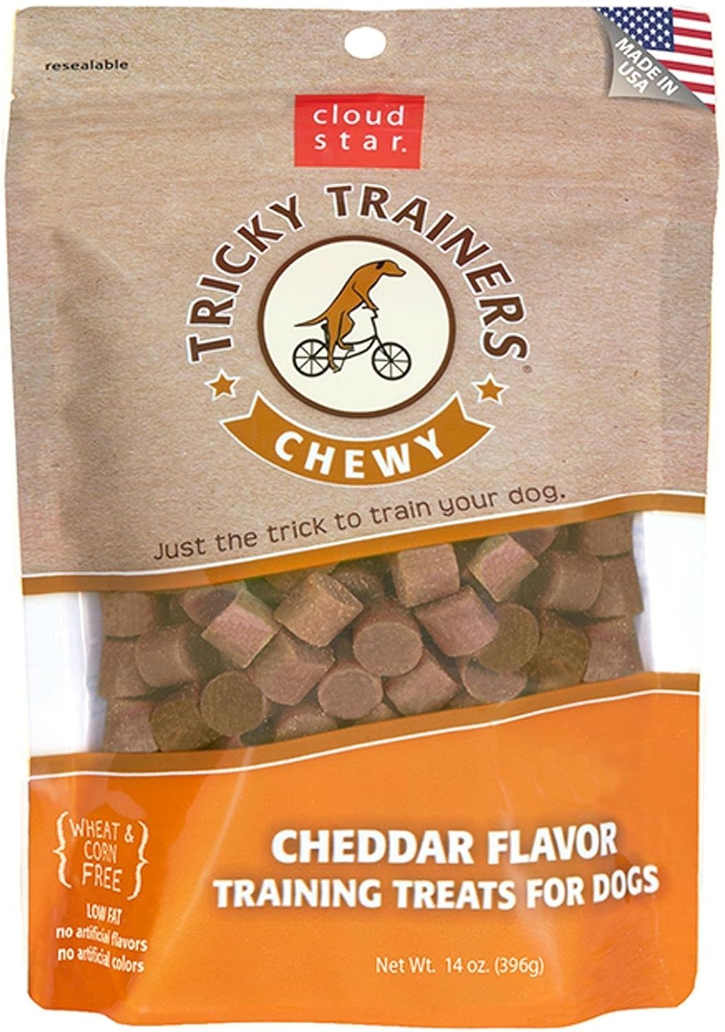 Cloud Star Tricky Trainers Chewy Dog Treats - Cheddar Flavor