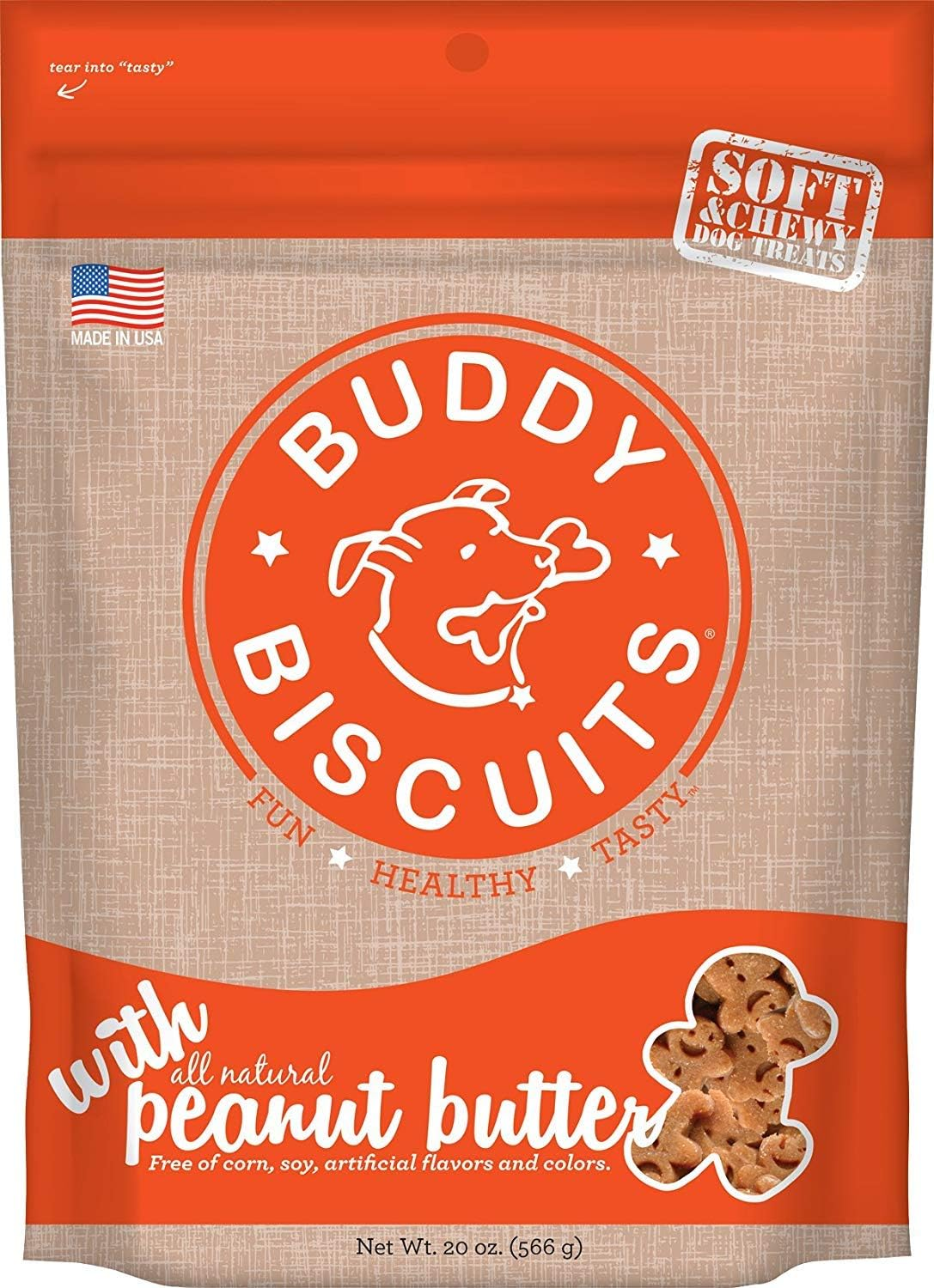 Buddy Biscuit Softies, Soft & Chewy, Natural Peanut Butter Flavor Dog Treats, Oven Baked in the USA