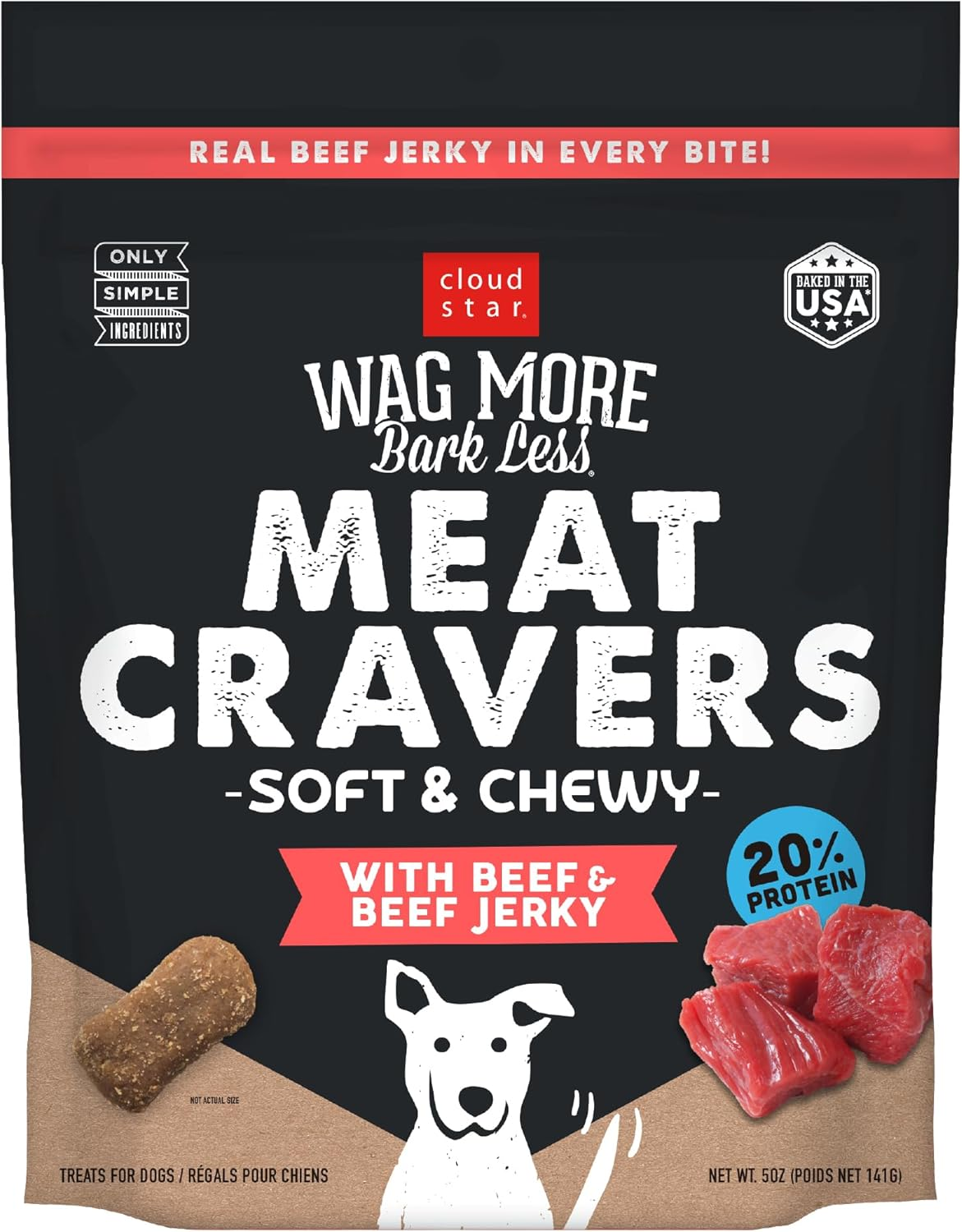 Cloud Star Wag More Bark Less Meat Cravers Soft Chews Dog Treats, Beef