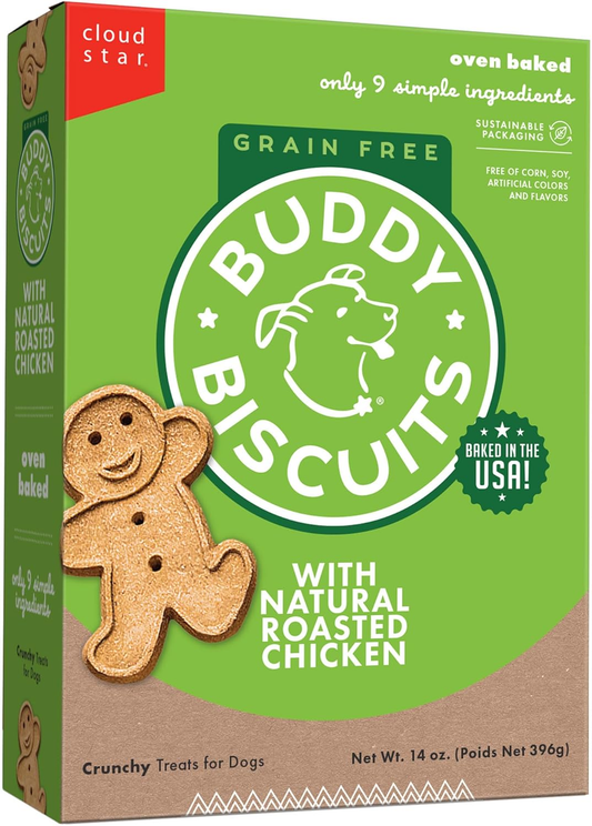 Buddy Biscuits Grain-Free Crunchy Dog Treats Made with Natural Roasted Chicken